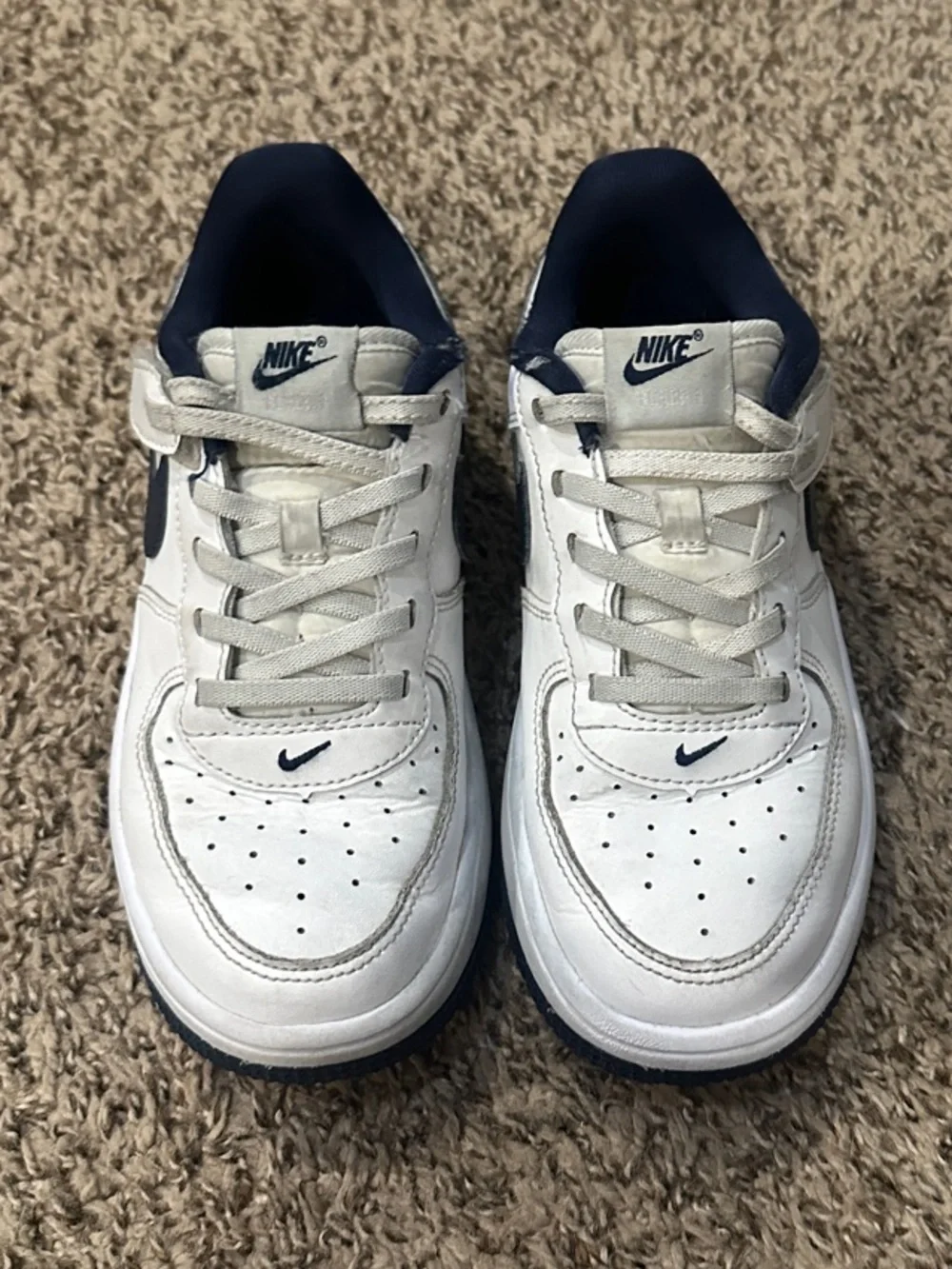 Nike Kids air force 1 Navy and White Athletic leather Sneaker